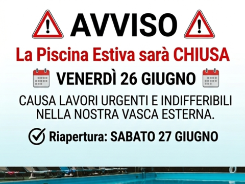 Chiusura straordinaria Piscina Estiva 
